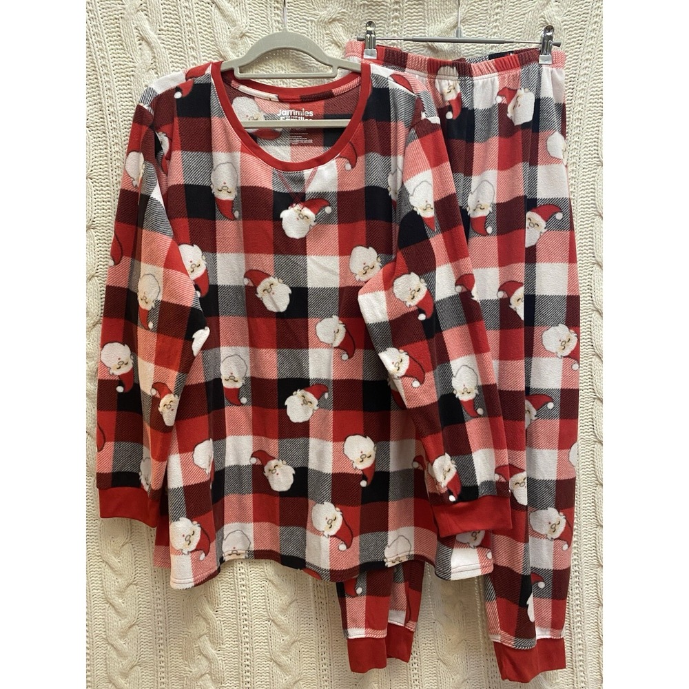 Jammies for Your‎ Family Unisex 3XL Santa Buffalo Plaid Fleece Pajama Red Black